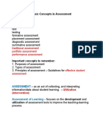 Basic Concepts in Assessment: Traditional Assessment Portfolio Assessment Performance Assessment