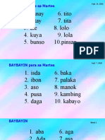 Nanay 6. Tito 2. Tatay 7. Tita 3. Ate 8. Lolo 4. Kuya 9. Lola 5. Bunso 10.pinsan