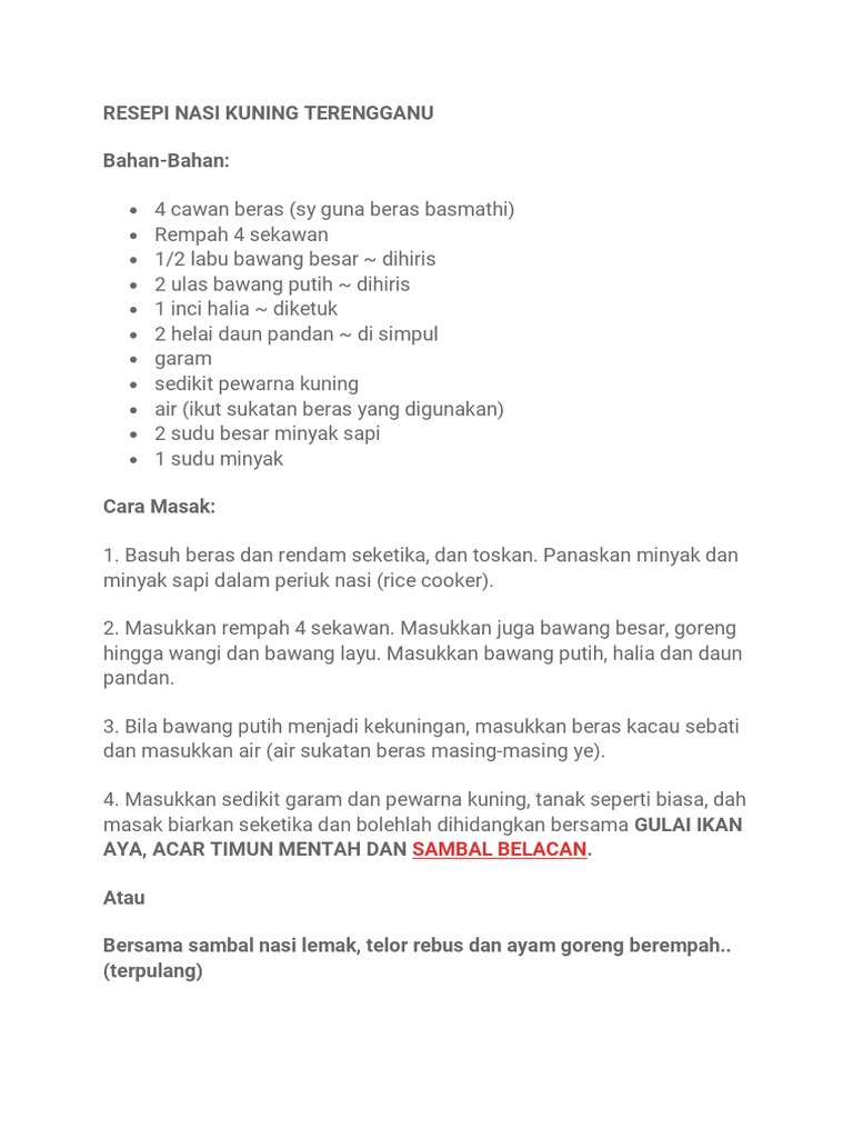 Nasi Kuning Terengganu