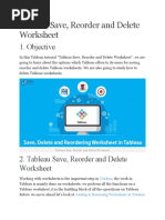 Tableau Save, Reorder and Delete Worksheet: 1. Objective