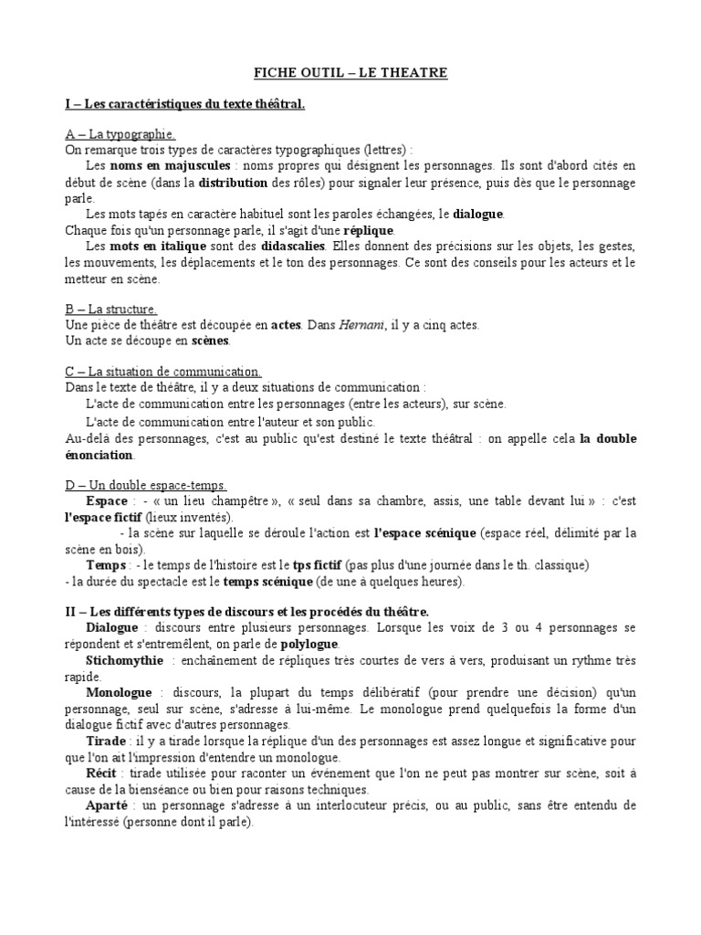 Quelles Caractéristiques Font De Ce Texte Un Texte Théâtral