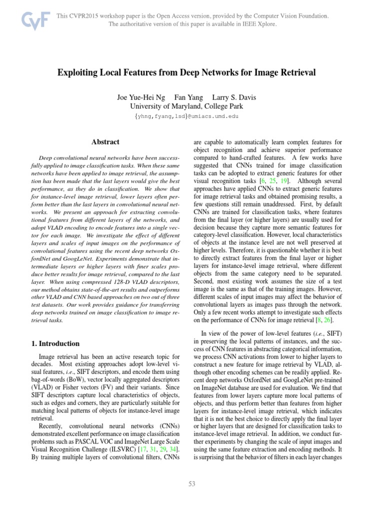 Deep Network Features for Image Retrieval | PDF | Computer Vision ...
