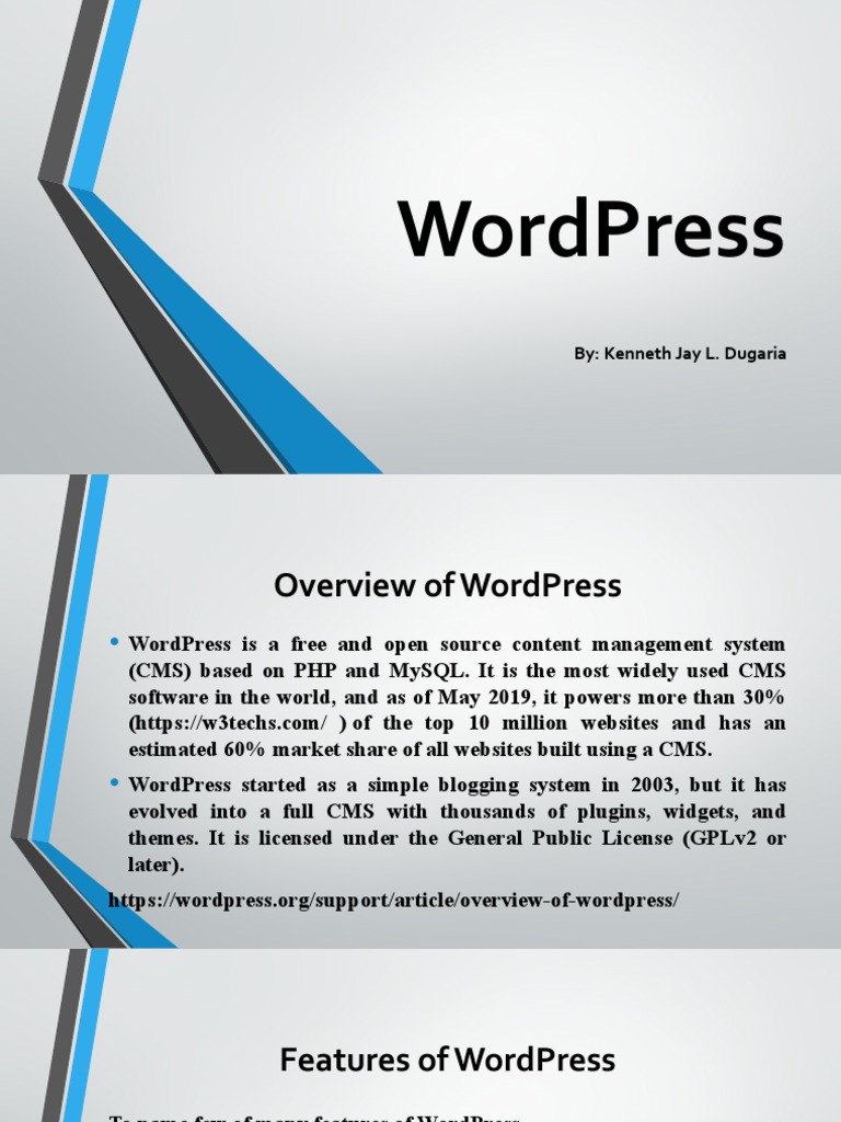 WordPress Overview and Features Guide | PDF