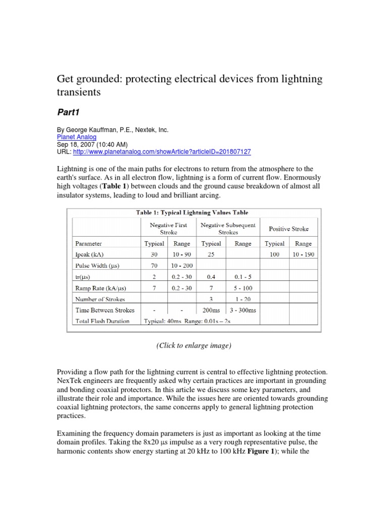 Lightning Protection for Electrical Devices | PDF | Coaxial Cable ...