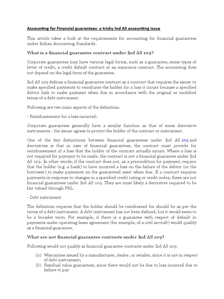 Accounting For Financial Guarantees PDF Fair Value Credit
