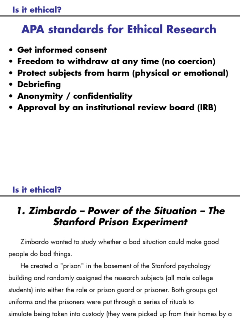 APA Standards For Ethical Research | PDF | Obedience (Human Behavior ...