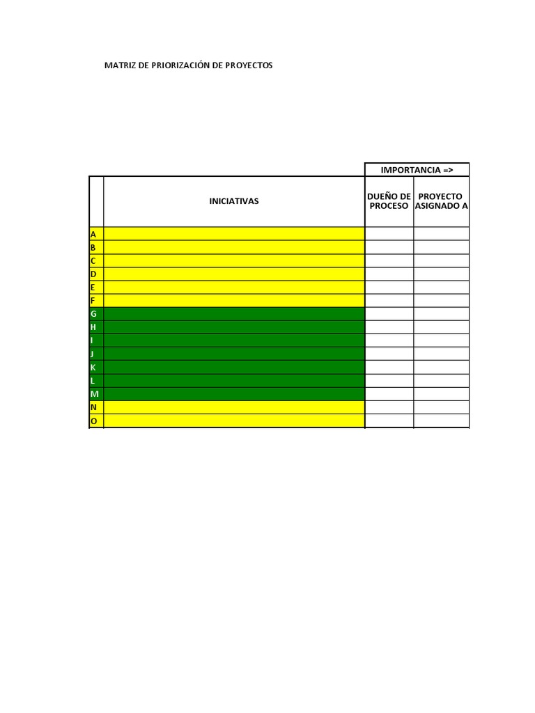 Matriz de Priorización de Proyectos | PDF | Goal | Economies