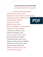 Contenidos de Francés Del Nuevo Curriculum 2020 1ro