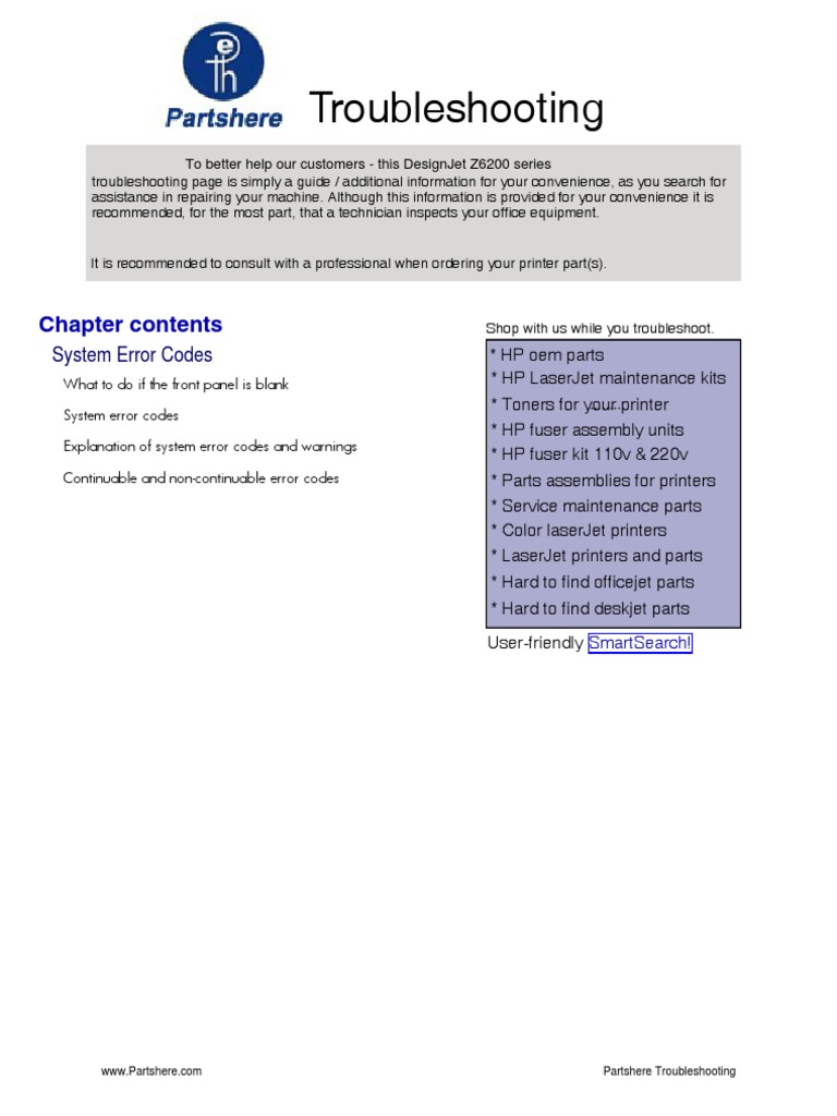 HP Printer Error Code Guide | PDF | Troubleshooting | Printer (Computing)