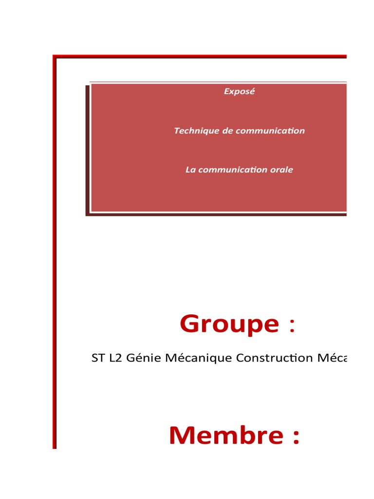 Techniques de Communication Orale | PDF | Communication non verbale ...