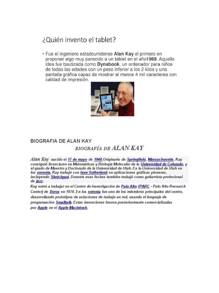 Alan Kay: Pionero de la Tablet Dynabook | PDF | Informática | Ciencias ...