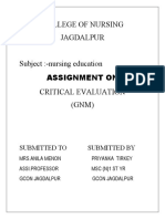 Critcal Evalution