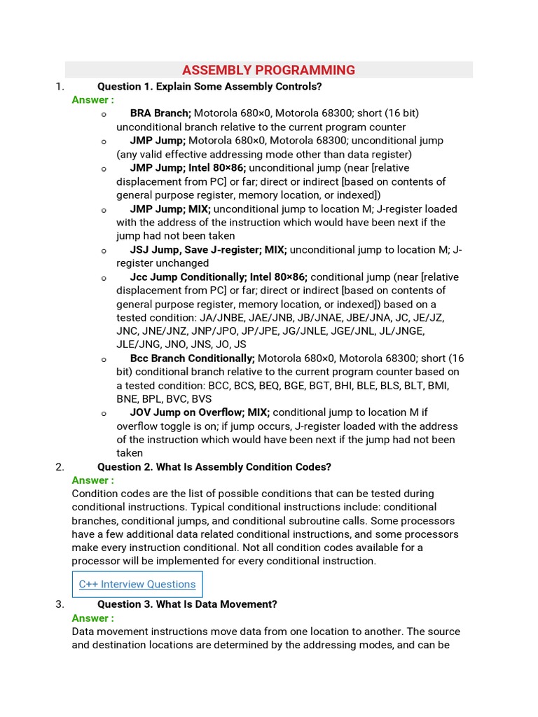 Assembly Programming: Answer | PDF | Central Processing Unit | Computer ...