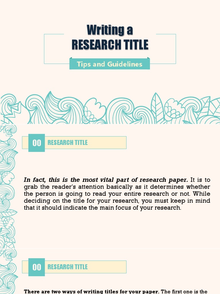 Tips On Writing Research Title | PDF | Dementia | Question
