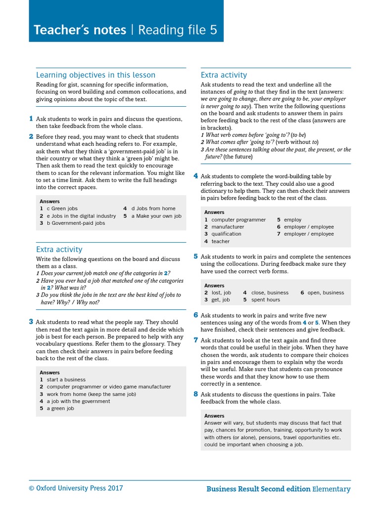 Teacher's Notes - Reading File 5: Learning Objectives in This Lesson ...