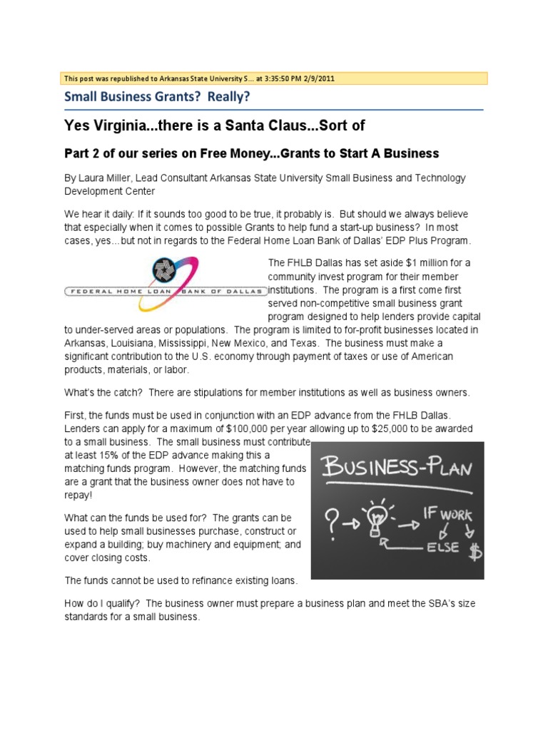 Small Business Grants in Arkansas | PDF | Loans | Mortgage Loan