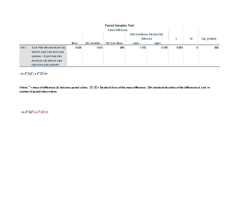 Paired Samples Test | PDF