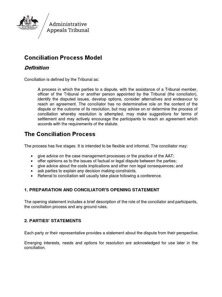 Conciliation Process Overview and Steps | PDF | Alternative Dispute ...