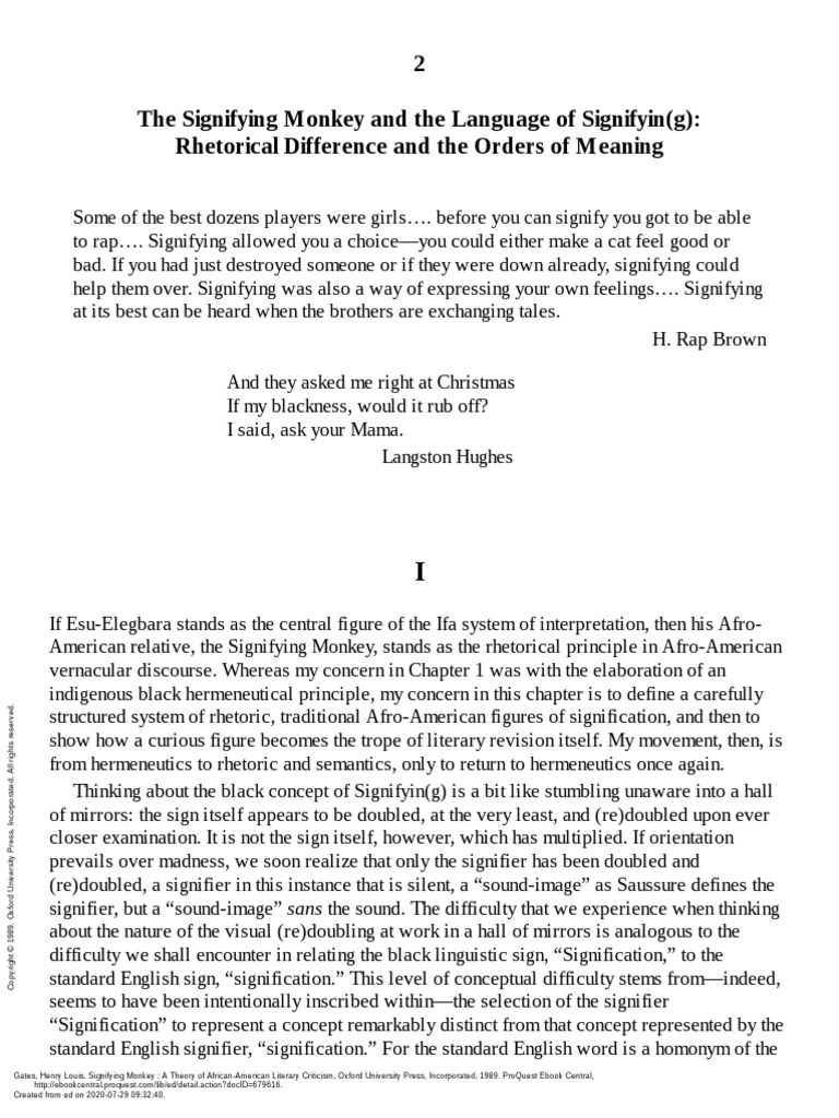 Oscar Brown Jr. And The Signifying Monkey: Uncovering the Poetics of Resistance in Black Literary Tradition