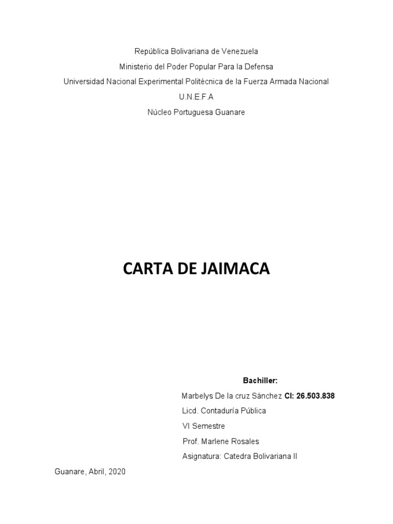 Carta de Jamaica PDF República Américas