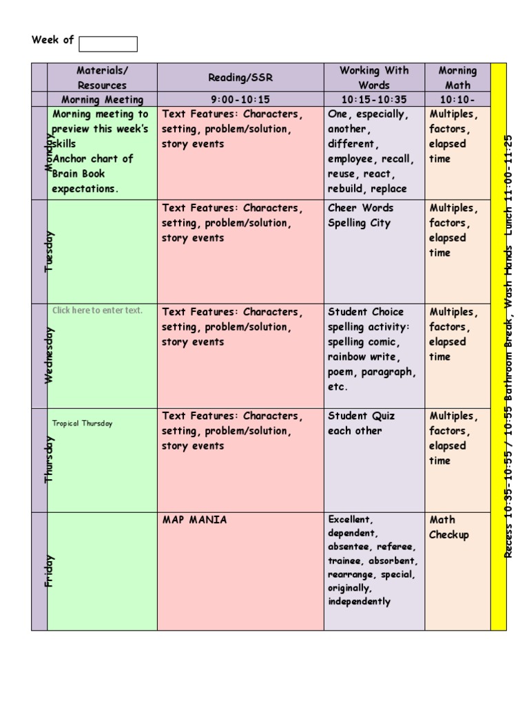 Weekly Lesson Plan Overview | PDF