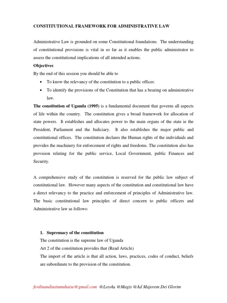 ADMINISTRATIVE LAW I Notes | PDF | Rule Of Law | Constitution