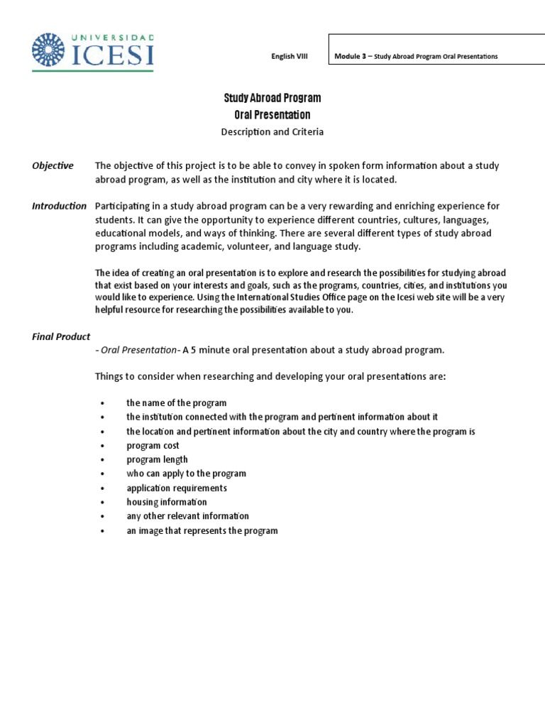 Study Abroad Program Presentation Guide | PDF