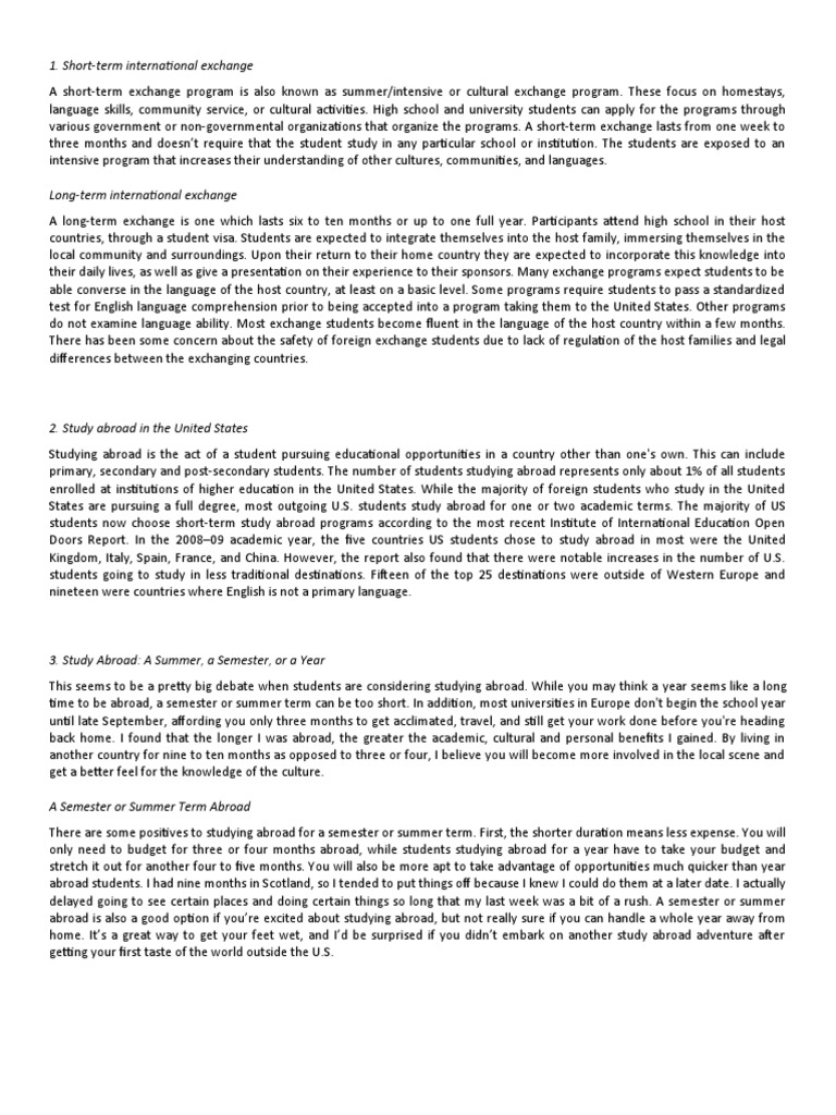Study Abroad Guide for Students | PDF | International Student ...