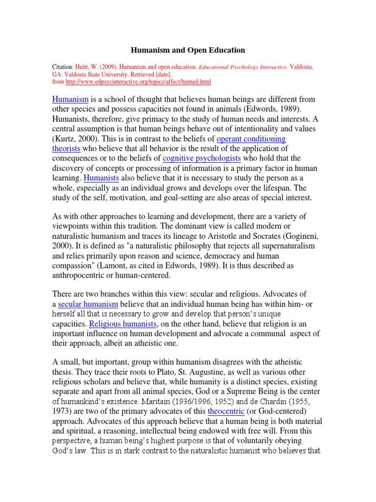 Humanism in Education Principles | PDF | Motivation | Motivational