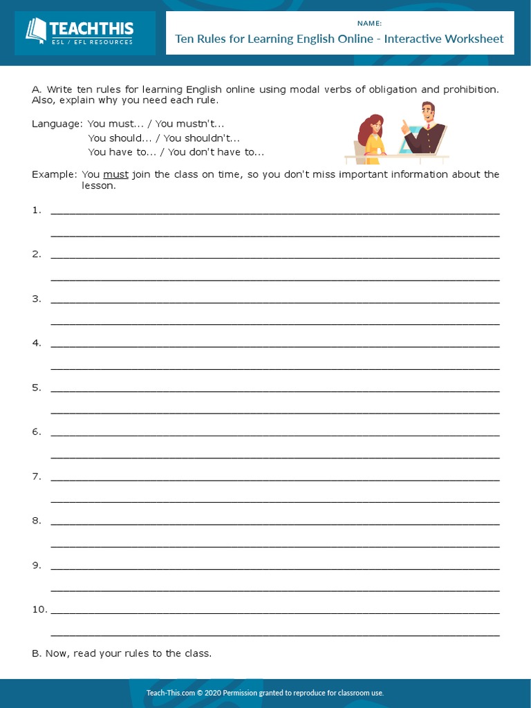 Ten Rules For Learning English Online - Interactive Worksheet | PDF