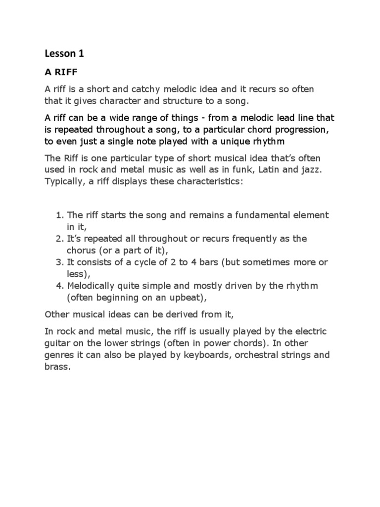 Understanding Musical Riffs in Genres | PDF | Art