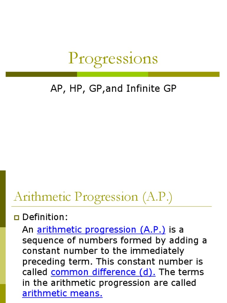 Understanding AP, GP, and HP in Math | PDF | Mathematical Analysis ...