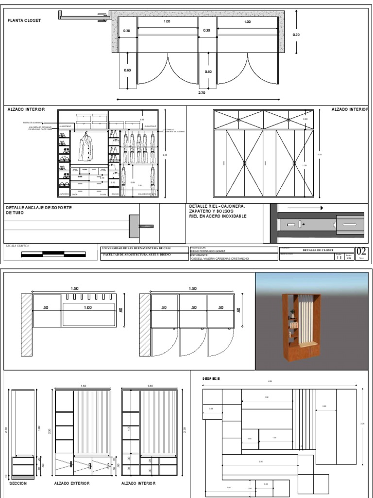 Planos y Detalles de Closet Arquitectónico | PDF