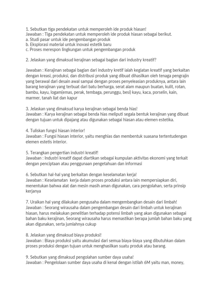 Soal Kwu Dan Jawabannya