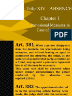 Title Xiv - Absence: Provisional Measures in Case of Absence