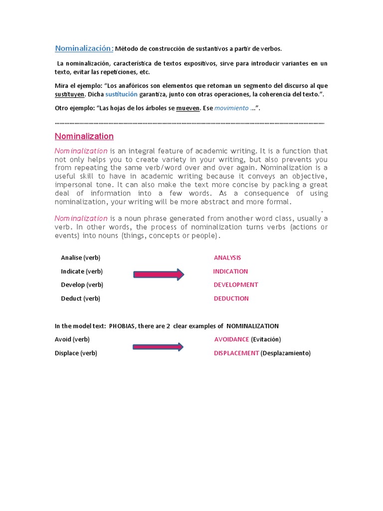 Nominalización en la escritura académica | PDF