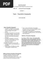 Topic: Population Geography: HIG 413 - Advanced Social Geography