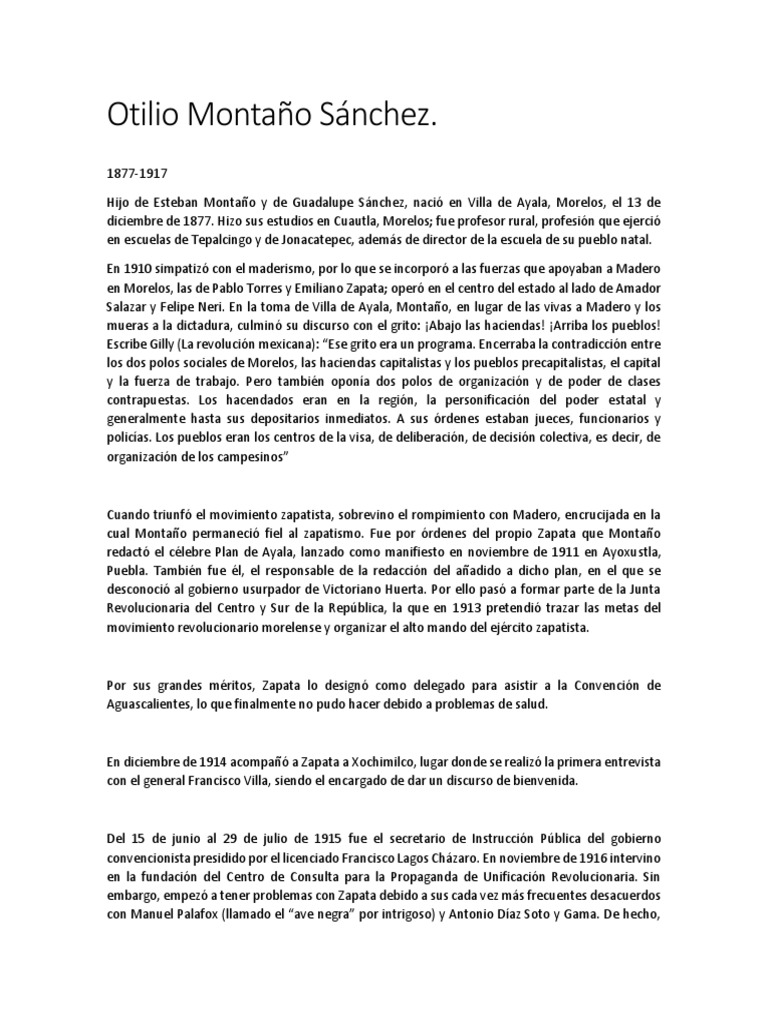 Otilio Montaño Sánchez PDF revolución mejicana Gobierno