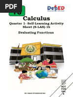 Calculus: Quarter 1-Self-Learning Activity Sheet (S-LAS) - 1b Evaluating Functions