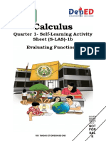 Calculus: Quarter 1-Self-Learning Activity Sheet (S-LAS) - 1b Evaluating Functions