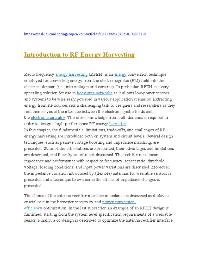 RF Energy Harvesting | PDF | Antenna (Radio) | Rectifier