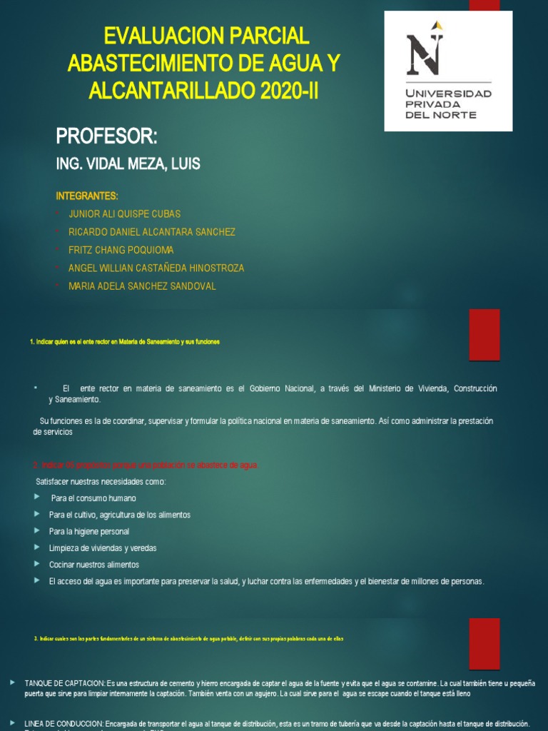 Examen Parcial - Grupo 5 Abastecimiento y Alcantarillado | PDF | Red de ...
