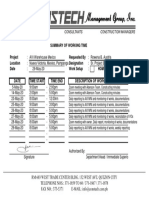 Working Time Summary for AVI Warehouse Mexico Project