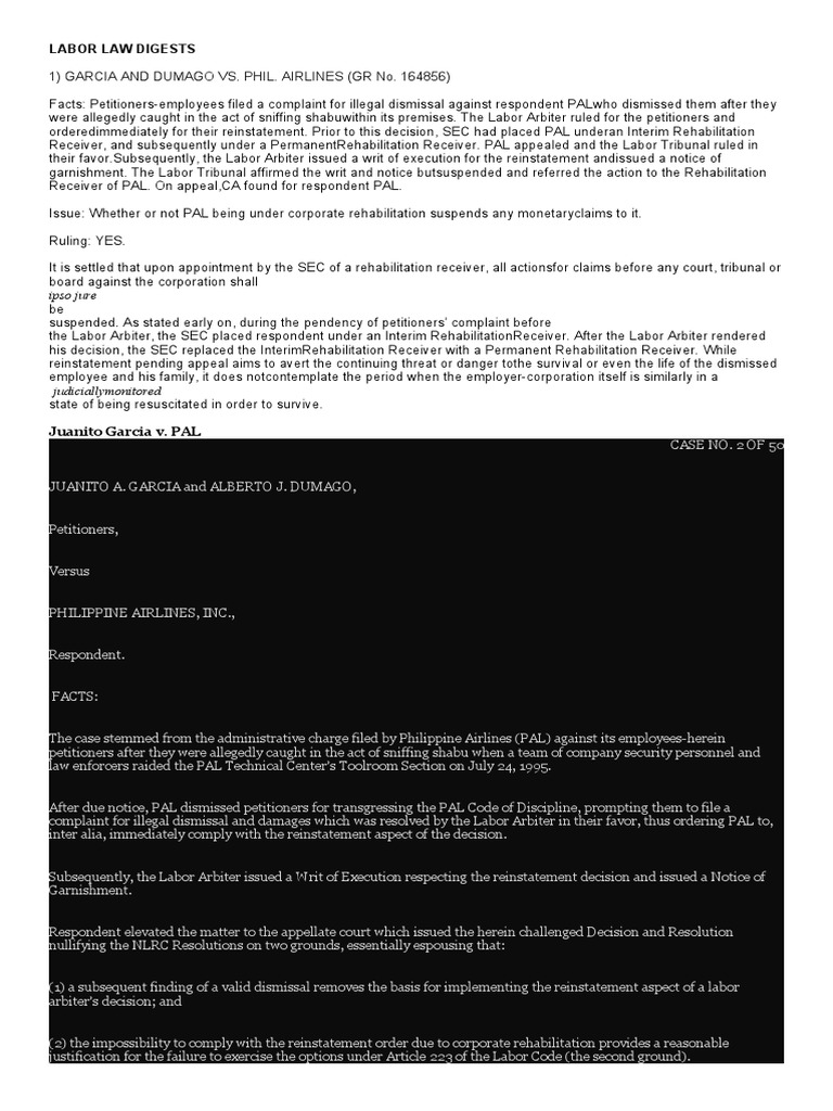 Reinstatement, Dismissal, and Due Process An Analysis of Key Labor Law