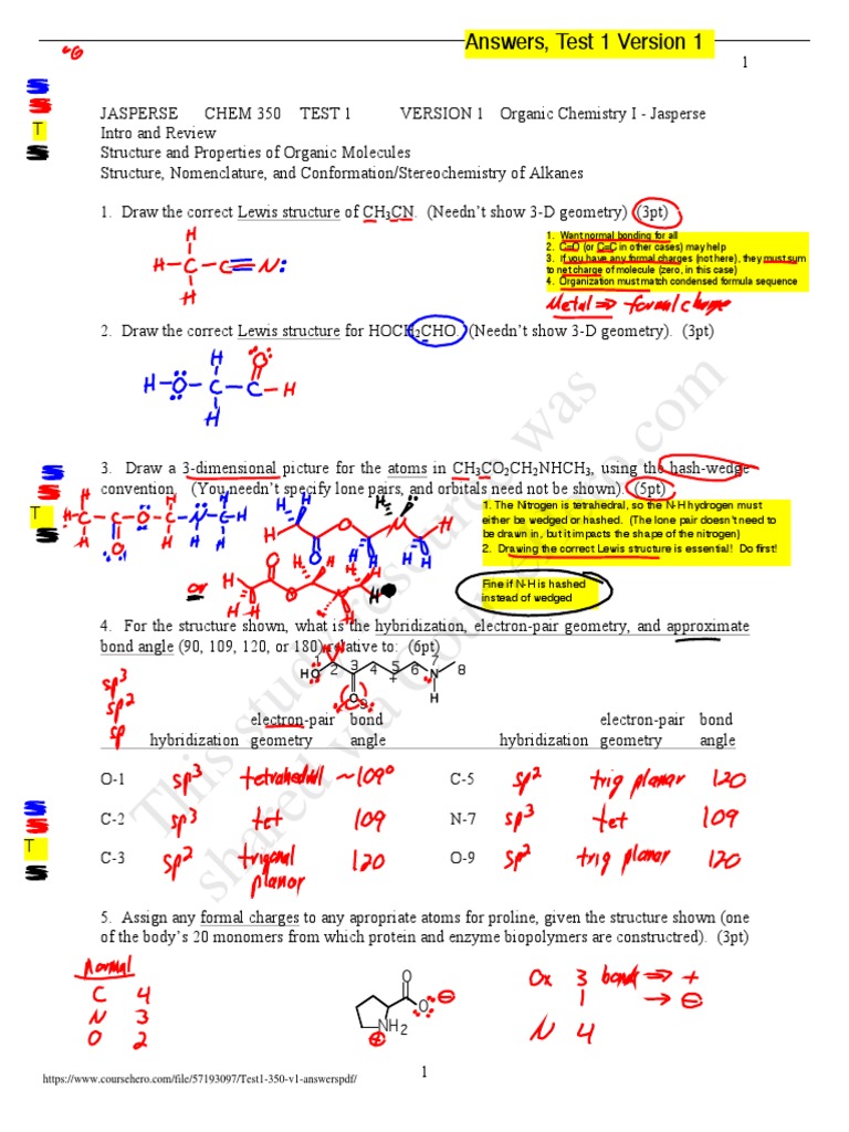 Organic Chemistry Test 1 Overview | PDF | Conformational Isomerism ...