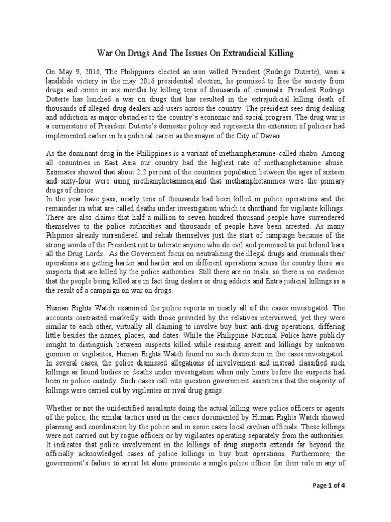 War On Drugs and The Issues On Extraudicial Killing | PDF | Rodrigo ...