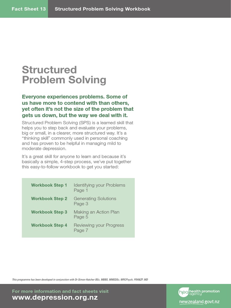 Structured Problem Solving Workbook PDF PDF Well Being Bullying