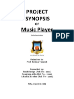 Project Synopsis Music Player: Submitted To: Prof. Fatima Tamboli