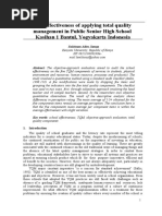 The Effectiveness of Applying Total Quality Management in Public Senior High School Kasihan 1 Bantul, Yogyakarta Indonesia