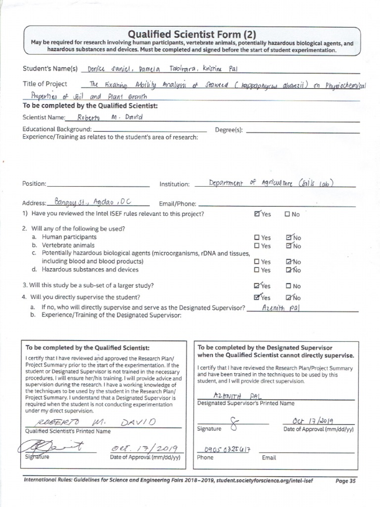 INTEL ISEF Forms PDF